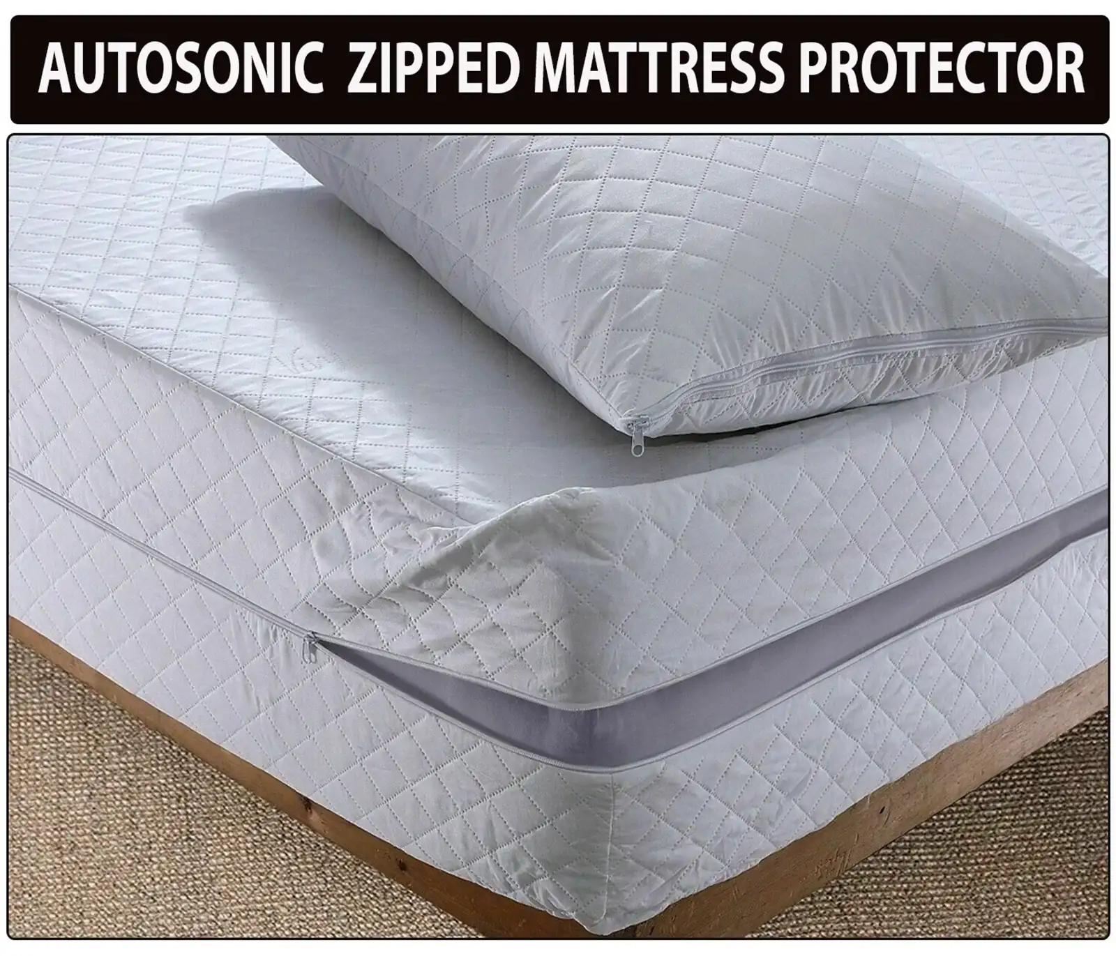 Mattress encasements eliminate hiding spots and make bed bugs easier to detect. Zipped mattress and pillow encasements protecting a bed from bed bugs